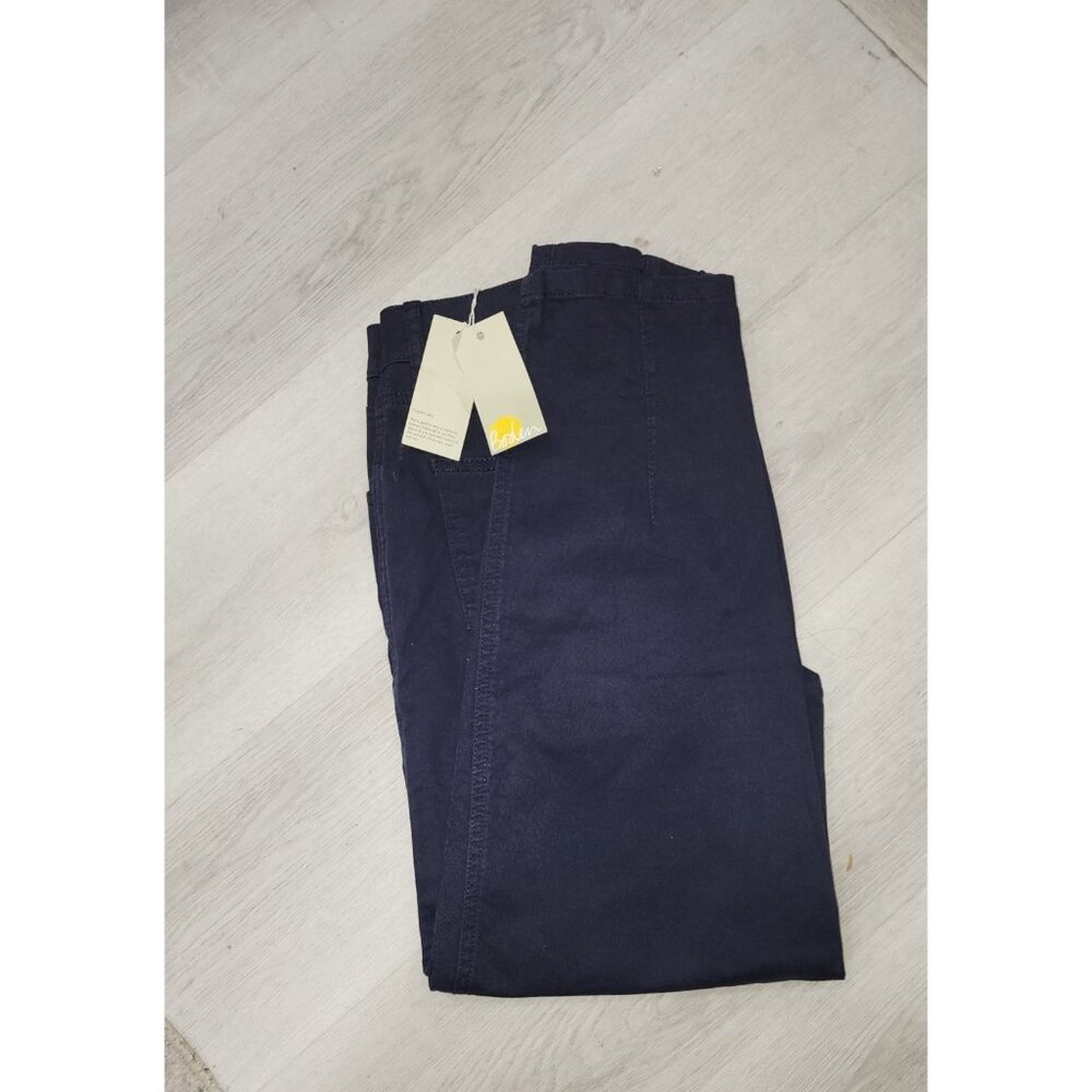 Boden Womens Navy Blue High-Waist Cotton Blend Pants UK 10R US 6R
